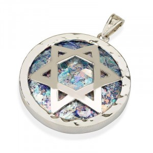 Star of David Pendant in Silver with Roman Glass Star of David Jewelry