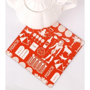 Trivet with Pharaoh Print in Red
 Passover Tableware and Gifts