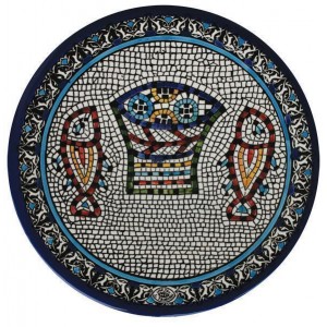 Armenian Ceramic Plate with Mosaic Fish & Bread Armenische Keramik