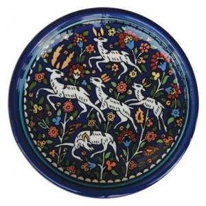 Armenian Ceramic Bowl with Sprinting Gazelles & Flowers Armenische Keramik