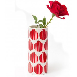 Vase in White with Pomegranates Design Barbara Shaw