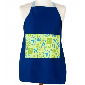 Apron for Kids in Blue with Hebrew Alphabet in Cotton Barbara Shaw