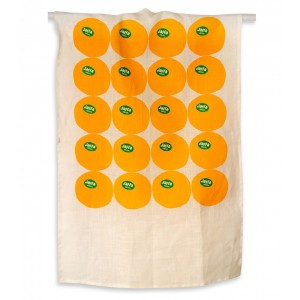 Dish Towel with Jaffa Orange Design in Linen Barbara Shaw