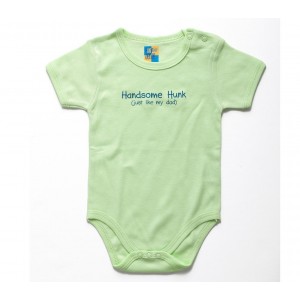 Onesie with Handsome Hunk Design in Blue and Green Barbara Shaw