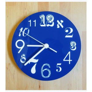 Wall Clock in Royal Blue with Numbers in Contrasting Fonts Uhren