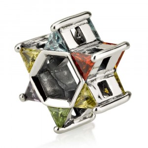 Star of David Charm with Colorful Stones in Sterling Silver Bat Mitzvah Schmuck