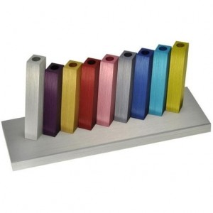 Adi Sidler Anodized Aluminum Kinetic Hanukkah Menorah (Multicolor) Menorahs & Kerzen