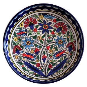 Ceramic Bowl with Flower Bouquet Design by Armenian Ceramics Heim & Küche