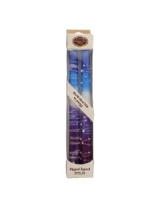 Wax Shabbat Candles by Galilee Style Candles in Blue and Purple Judaica
