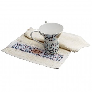 Dorit Judaica Netilat Yadayim Washing Cup and Towel Set With Pomegranate Design Waschbecher