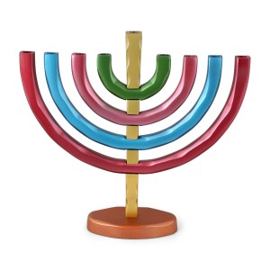 Yair Emanuel Classic Anodized Aluminum Menorah - Rainbow Hanukkah
