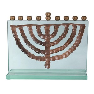 Israel Museum Brass and Glass Adaptation of 6th Century Hanukkah Menorah From Ein Gedi Hanukkah
