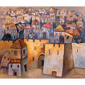 Hand Signed Serigraph, Jerusalem by Gregory Kohelet, Numbered Limited Edition   Wall Hangings