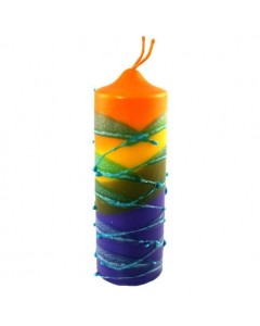 Galilee Style Candles Pillar Havdalah Candle with Red, Blue, Orange and Purple Stripes Feste & Feiertage