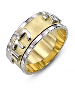 Rotating Two-Tone 14K Gold Ani L’Dodi Modern Ring Jüdische Ringe