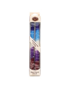 Wax Shabbat Candles by Galilee Style Candles with Blue, Purple, White and Red Stripes