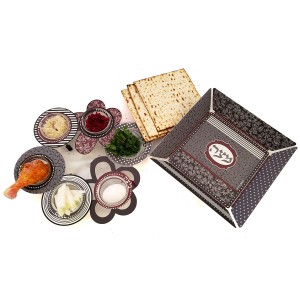 Seder Night Set – Seder Plate With Floral Design and Matzah Tray by Dorit Judaica Passover Tableware and Gifts