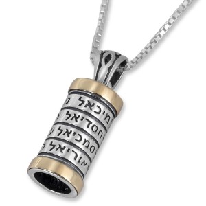 Cylinder Pendant with the 12 Names of the Archangels Kabbalah Schmuck