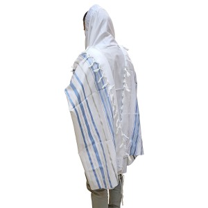 Light Blue and Silver Acrylic Tallit Traditional Tallit