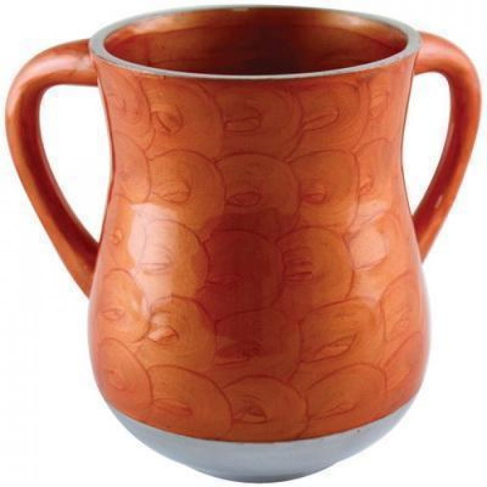 Orange Washing Cup with Circular Decoration in Aluminum