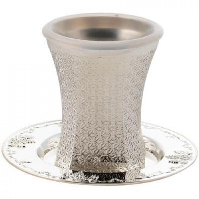 Kiddush Cup in Nickel with Hammered Design
