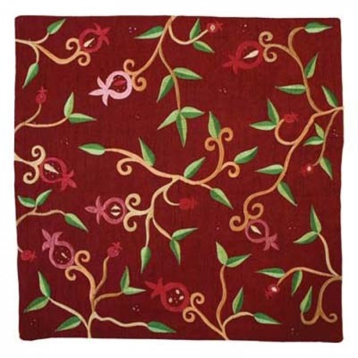 Yair Emanuel Pillow Cover – Embroidered Pomegranates on Red