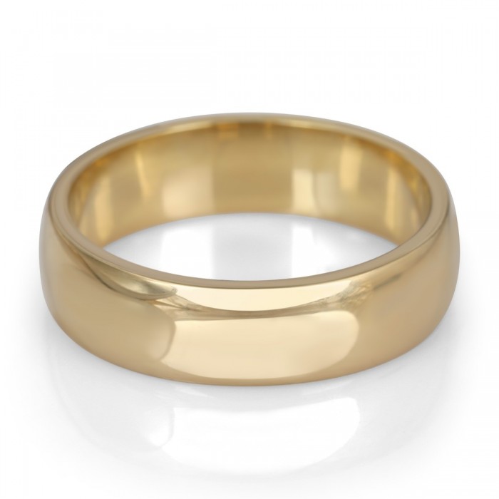 14K Gold Jerusalem-Made Traditional Jewish Wedding Ring With Comfort Edge (6 mm)