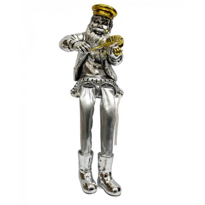 Hassid Playing Fiddle Figurine in Polyresin and Cloth
