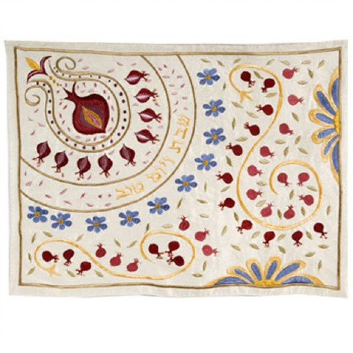Yair Emanuel Challah Cover with Paisley Print in Raw Silk