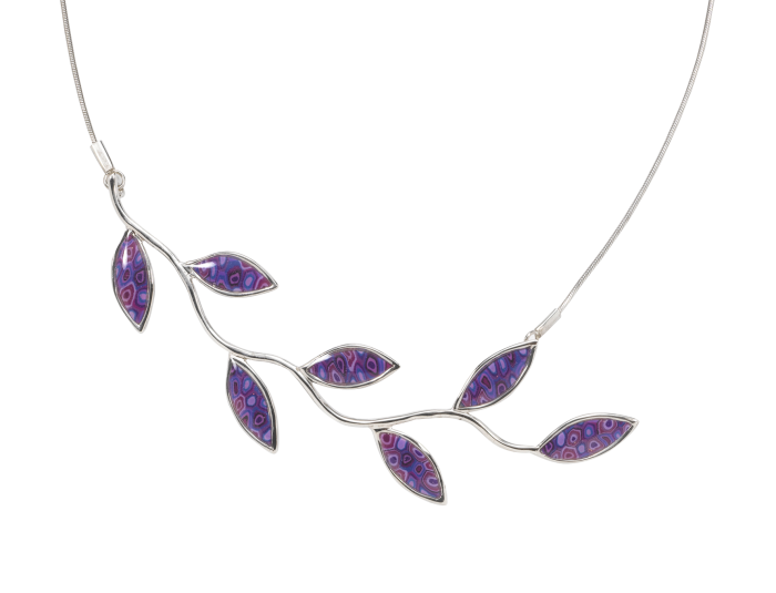Purple Leaf Pendant Necklace