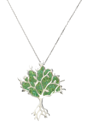 Necklace with Green Etz Chaim Tree of Life Pendant
