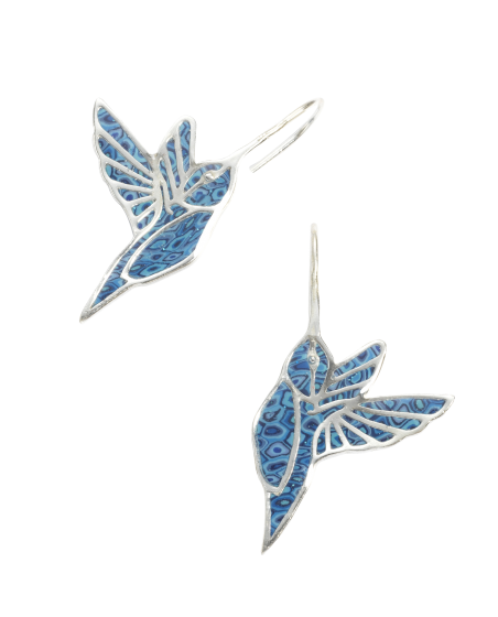 Blaue Kolibri-Ohrringe