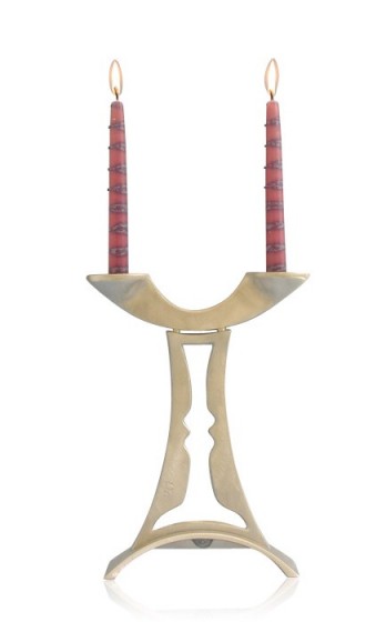 Shabbat Candlesticks with Cut-Out Centre from Shraga Landesman