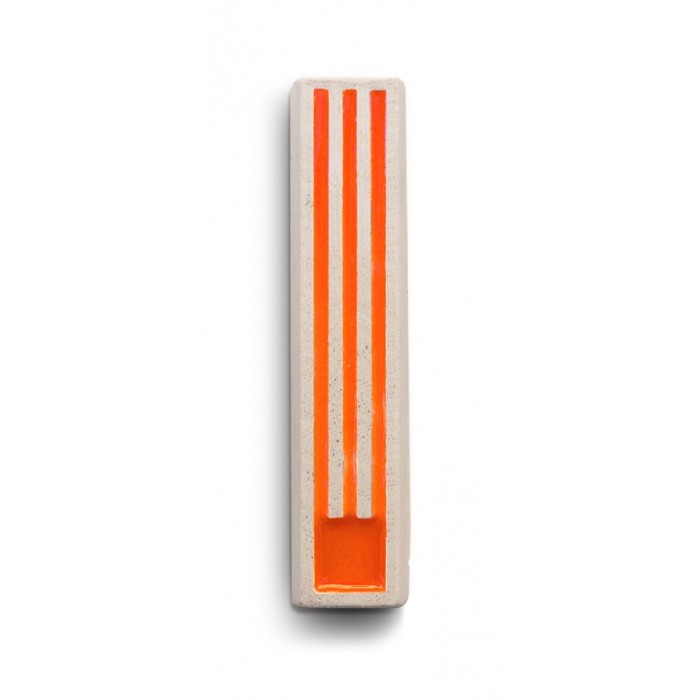 Orange Mezuzah from White Concrete with Long Hebrew Shin by ceMMent