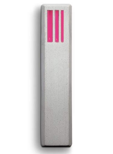 Modern Mezuzah from White Concrete with Pink Polymer and Shin by ceMMent