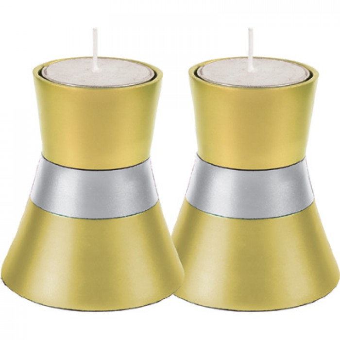 Yair Emanuel Shabbat Candle Holder - Gold and Silver