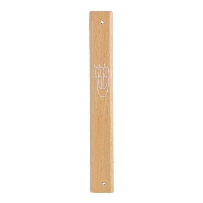 Rectangular Wooden Mezuzah Case with Hebrew 'Shin' for 10cm Scroll