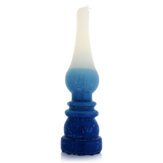 Safed Candles Lamp Havdalah Candle with Blue, White and Turquoise Sections