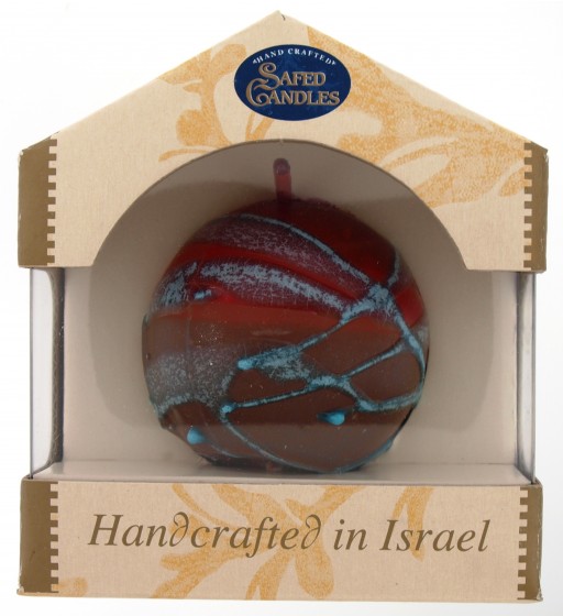 Safed Candles Orb Candle with Red, Orange and Brown Stripes