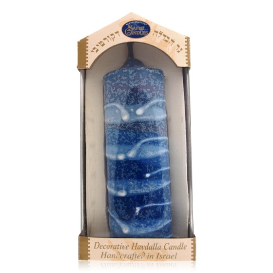 Safed Candles Pillar Havdalah Candle with Blue and White
