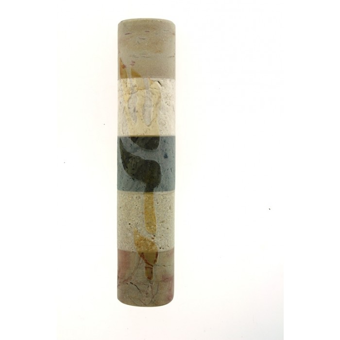 Multicolored Jersualem Stone Mezuzah with the Divine Name
