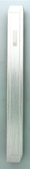 Silver Aluminum Mezuzah by Adi Sidler with Matching Lines & Hebrew Letter Shin