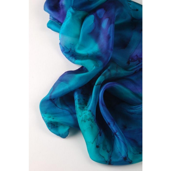 Silk Scarf in Green, Blue & Turquoise by Galilee Silks
