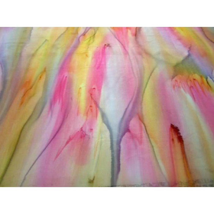 Silk ‘Tichel’ Headscarf with Yellow and Pink Shades by Galilee Silks