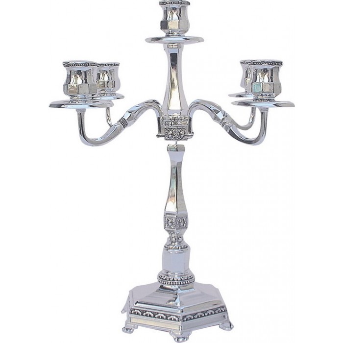 35 Centimeter Nickel Candelabrum with 5 Branches and Octagonal Styling