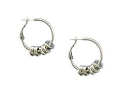 Silver Hoop Earrings with Five Rings