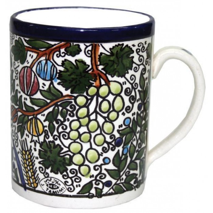 Armenian Ceramic Mug with Seven Species Motif