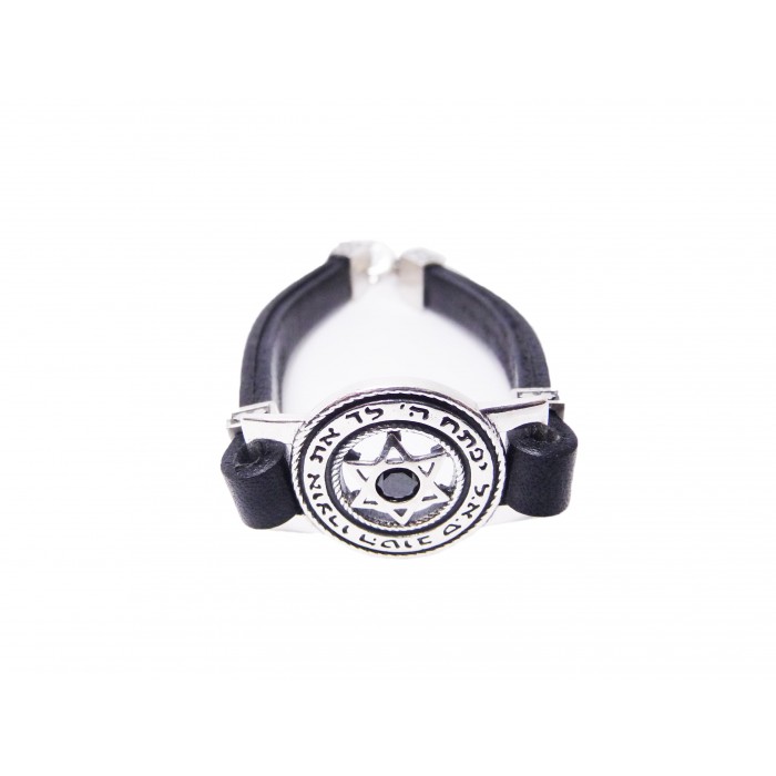Star of David Bracelet with Leather Strap & Engraving