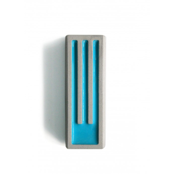 Mezuzah from Gray Concrete and Blue Hebrew Shin