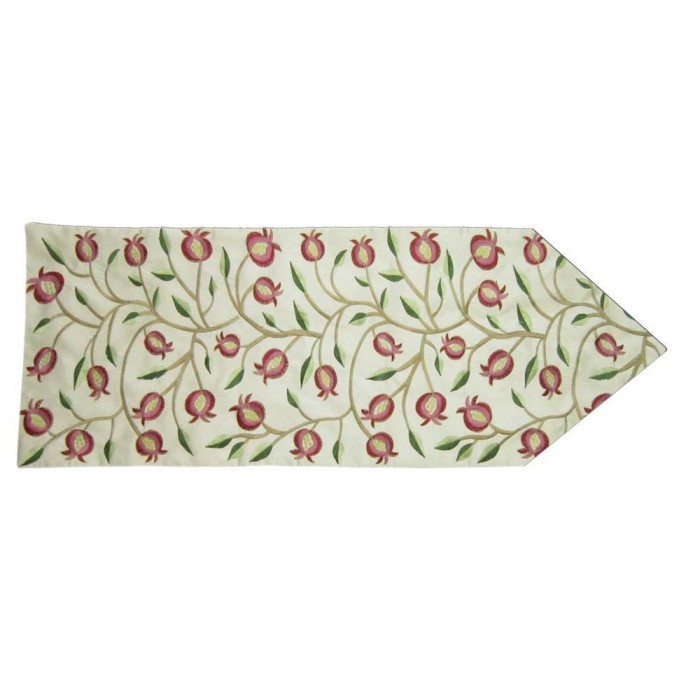 Table Runner with Pomegranates in Gold & Red